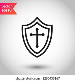 Shield icon. Guard symbol. Protection sign. Eps 10 flat vector icon