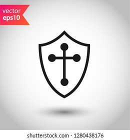 Shield icon. Guard symbol. Protection sign. Eps 10 flat vector icon