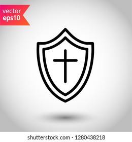 Shield icon. Guard symbol. Protection sign. Eps 10 flat vector icon