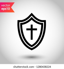 Shield icon. Guard symbol. Protection sign. Eps 10 flat vector icon