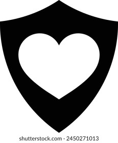Icono de escudo con corazón aislado sobre fondo blanco . escudo con logo de corazón . Ilustración vectorial