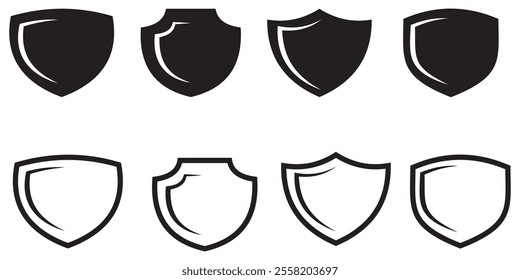 Shield icon. Heraldic shield set. Black knight award contours and linear signs. design eps 10 