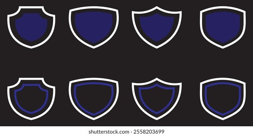 Shield icon. Heraldic shield set. Black knight award contours and linear signs. design eps 10 