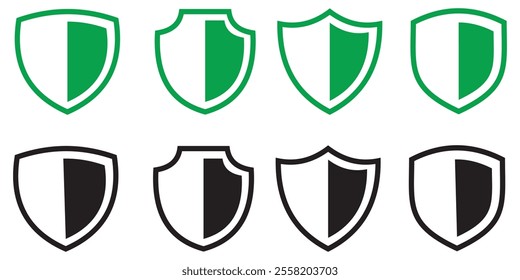 Shield icon. Heraldic shield set. Black knight award contours and linear signs. design eps 10 