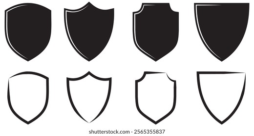 Shield icon. Heraldic shield set. Black knight award contours and linear signs Vector shield icon eps 10