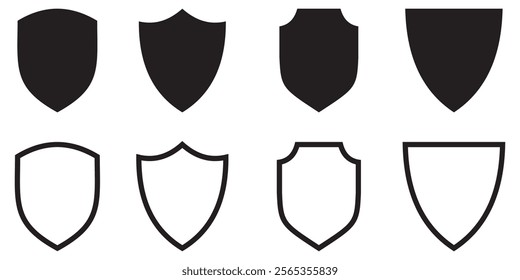 Shield icon. Heraldic shield set. Black knight award contours and linear signs Vector shield icon eps 10