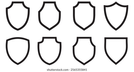 Shield icon. Heraldic shield set. Black knight award contours and linear signs Vector shield icon eps 10