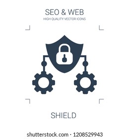 shield icon. high quality filled shield icon on white background. from seo web collection flat trendy vector shield symbol. use for web and mobile