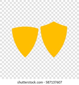 Shield icon illustration. Vector. Amber icon on transparent background.