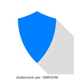 Shield icon illustration. Vector. Azure icon with flat style shadow path on white background.
