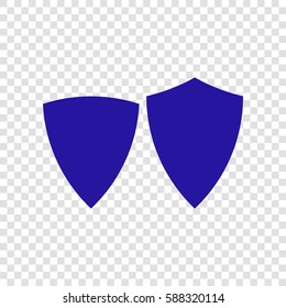 Shield icon illustration. Vector. Blue icon on transparent background.