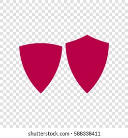 Shield icon illustration. Vector. Bordo icon on transparent background.