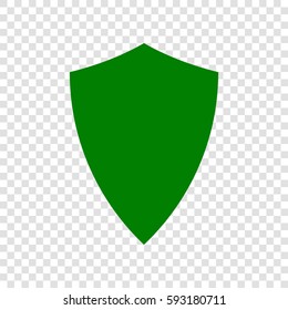 Shield icon illustration. Vector. Dark green icon on transparent background.