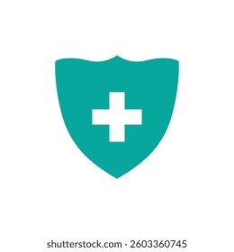 Shield icon illustration vector health cross medical hospital anti virus sign symbol logo kit isolated on white background