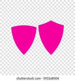 Shield icon illustration. Vector. Magenta icon on transparent background.