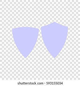 Shield icon illustration. Vector. Periwinkle icon on transparent background.