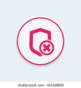 Shield Icon, Insecure, Unprotected, Security Removed, Vector Illustration