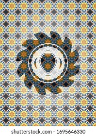 icono de escudo dentro del fondo del emblema árabe. Decoración árabe.