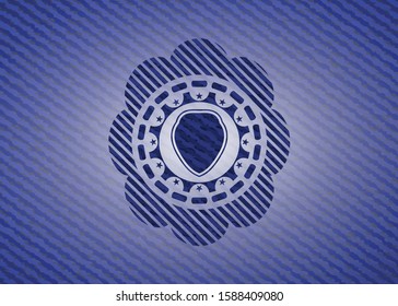 shield icon inside badge with jean texture