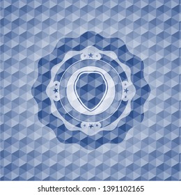 shield icon inside blue badge with geometric background.