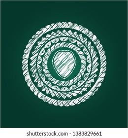 shield icon inside chalk emblem written on a blackboard