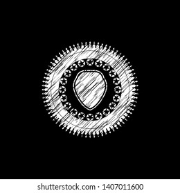 shield icon inside chalkboard emblem written on a blackboard