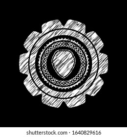 shield icon inside chalkboard emblem