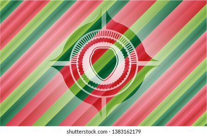 shield icon inside christmas emblem background.