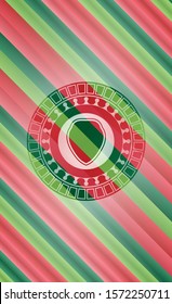 shield icon inside christmas emblem background.
