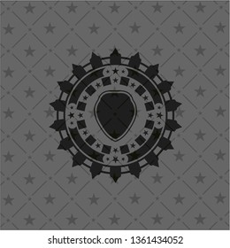 shield icon inside dark emblem. Retro