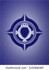 shield icon inside emblem with denim high quality background