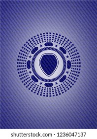 shield icon inside emblem with jean texture