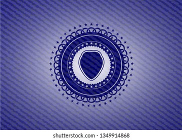 shield icon inside emblem with jean texture