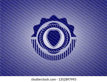 shield icon inside emblem with jean texture
