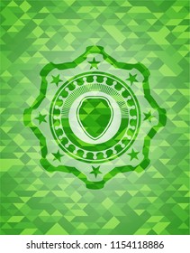 shield icon inside green emblem with mosaic background
