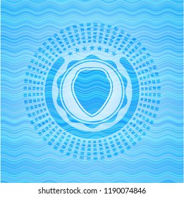 shield icon inside light blue water badge.