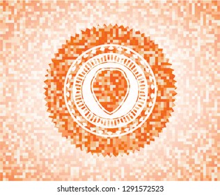 shield icon inside orange mosaic emblem