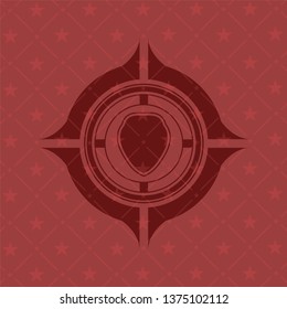 shield icon inside realistic red emblem