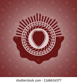 shield icon inside red emblem. Vintage.