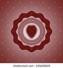 shield icon inside red emblem. Retro