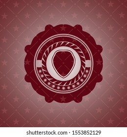 shield icon inside red emblem. Retro