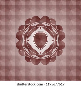 shield icon inside red seamless geometric emblem.