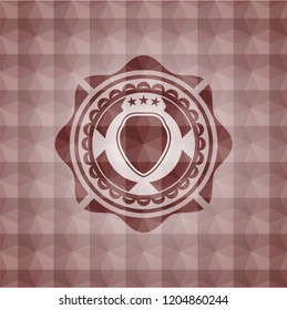shield icon inside red seamless polygonal badge.