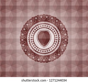 shield icon inside red seamless geometric emblem.