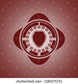 shield icon inside retro red emblem
