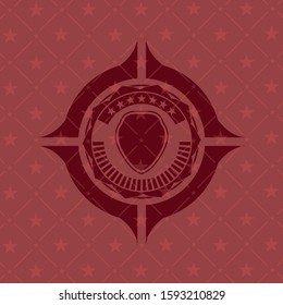 shield icon inside retro red emblem