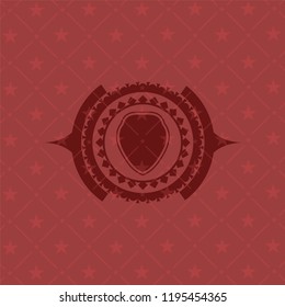 shield icon inside retro style red emblem