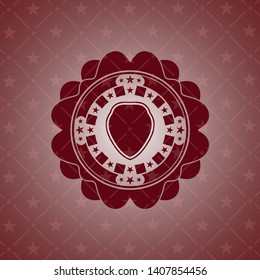 shield icon inside retro style red emblem