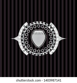 shield icon inside silvery shiny badge