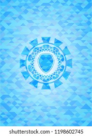 shield icon inside sky blue mosaic emblem